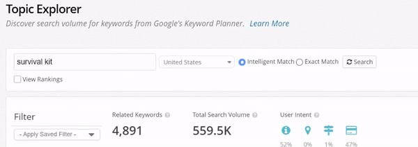 Rankings Domain in Topic Explorer