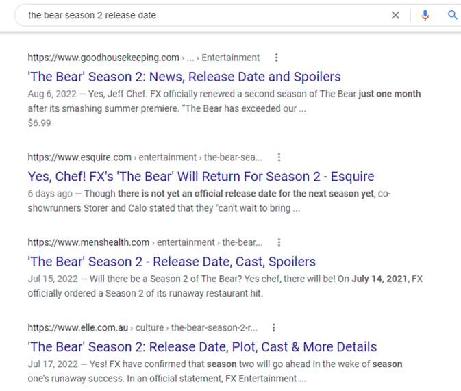 The Bear SERP