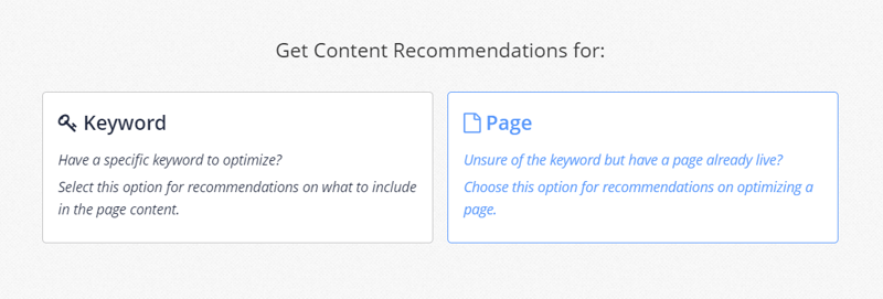 Content Recommendations for a Page Analysis