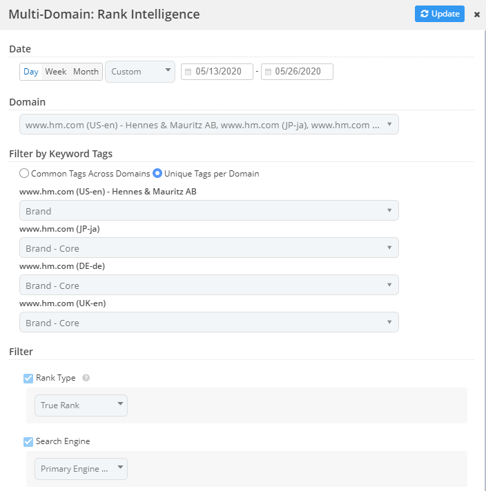 Editing the Multi Domain widget