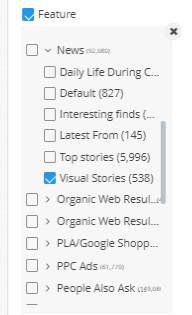 Visual Stories Filter Visbility Share